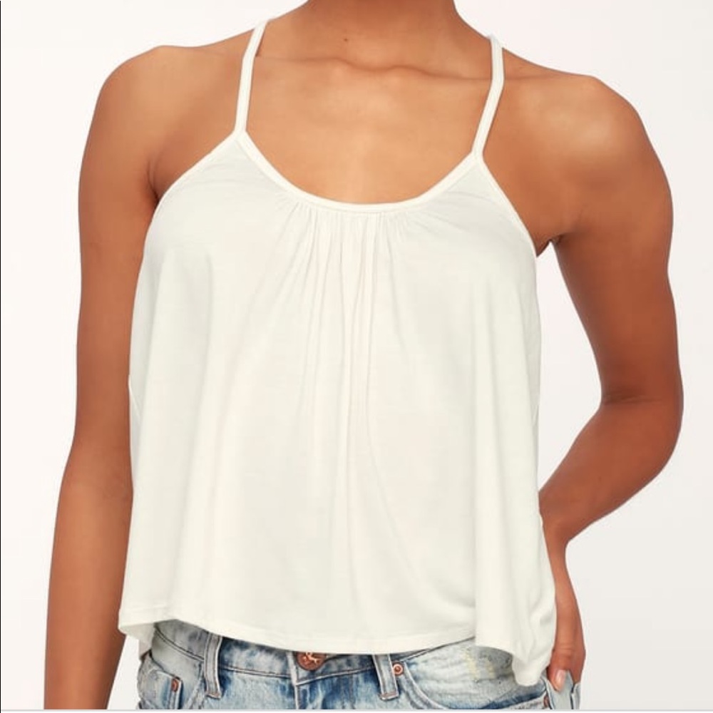 Lulus Ivory Cross Back Tank